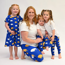 Load image into Gallery viewer, Cozy Blue and Gold Buffalo Leggings