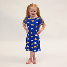 Load image into Gallery viewer, Kid's Blue and Gold Buffalo Dress