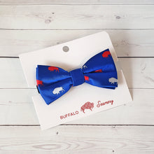 Load image into Gallery viewer, Kids Blue and Red Buffalo Bow Tie or Neck Tie