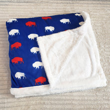 Load image into Gallery viewer, Red and Blue Buffalo Blanket