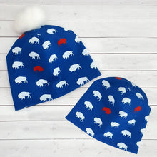 Load image into Gallery viewer, Red and Blue Buffalo Beanie