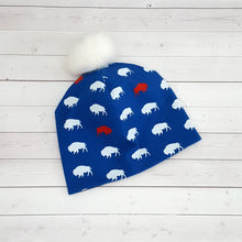 Load image into Gallery viewer, Red and Blue Buffalo Beanie