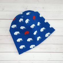 Load image into Gallery viewer, Red and Blue Buffalo Beanie