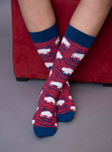Load image into Gallery viewer, Red and Blue Zebra Buffalo Socks