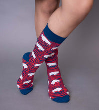 Load image into Gallery viewer, Red and Blue Zebra Buffalo Socks