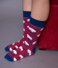 Load image into Gallery viewer, Red and Blue Zebra Buffalo Socks