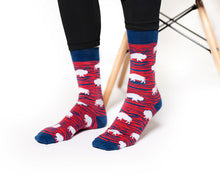 Load image into Gallery viewer, Red and Blue Zebra Buffalo Socks