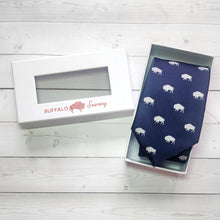 Load image into Gallery viewer, Navy Buffalo Polyester Neck Tie
