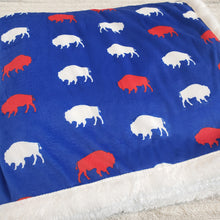 Load image into Gallery viewer, Red and Blue Buffalo Blanket
