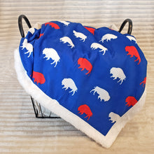 Load image into Gallery viewer, Red and Blue Buffalo Blanket
