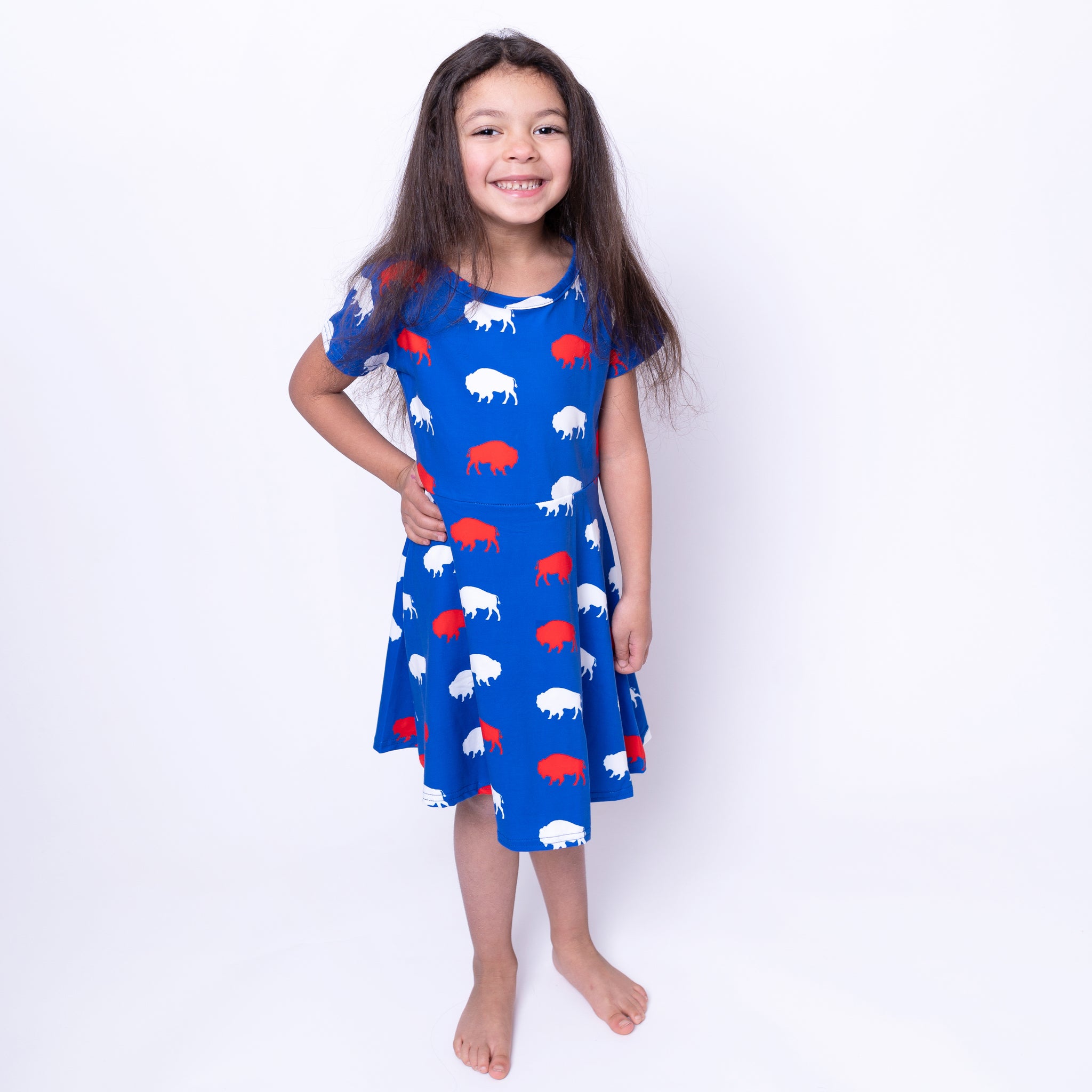 stakåndet Voksen Barber Kid's Red and Blue Buffalo Dress – Buffalo Seamery