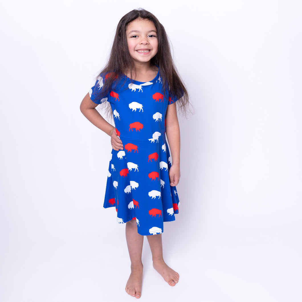 Kid's Red and Blue Buffalo Dress