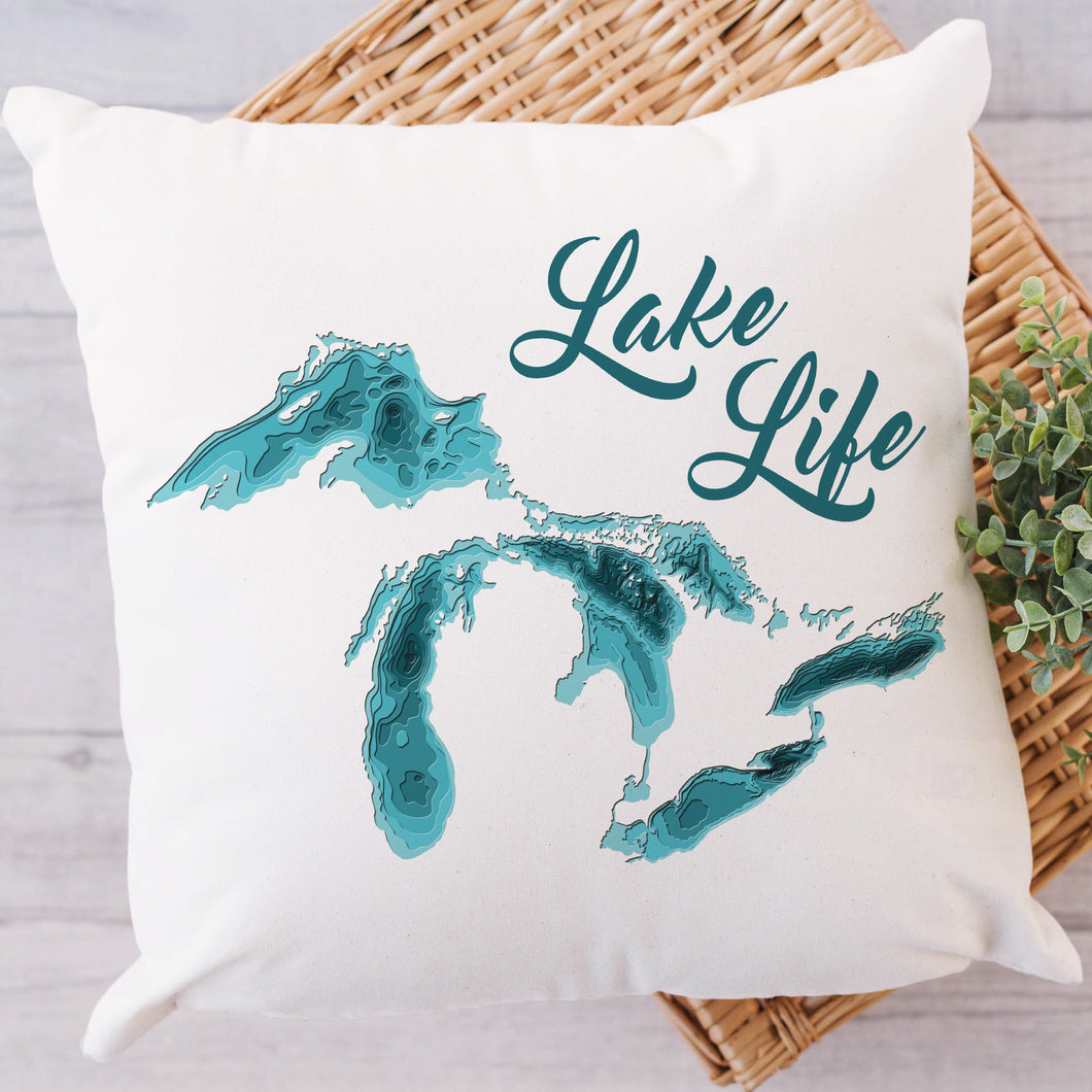 Lake Life Topography Pillow