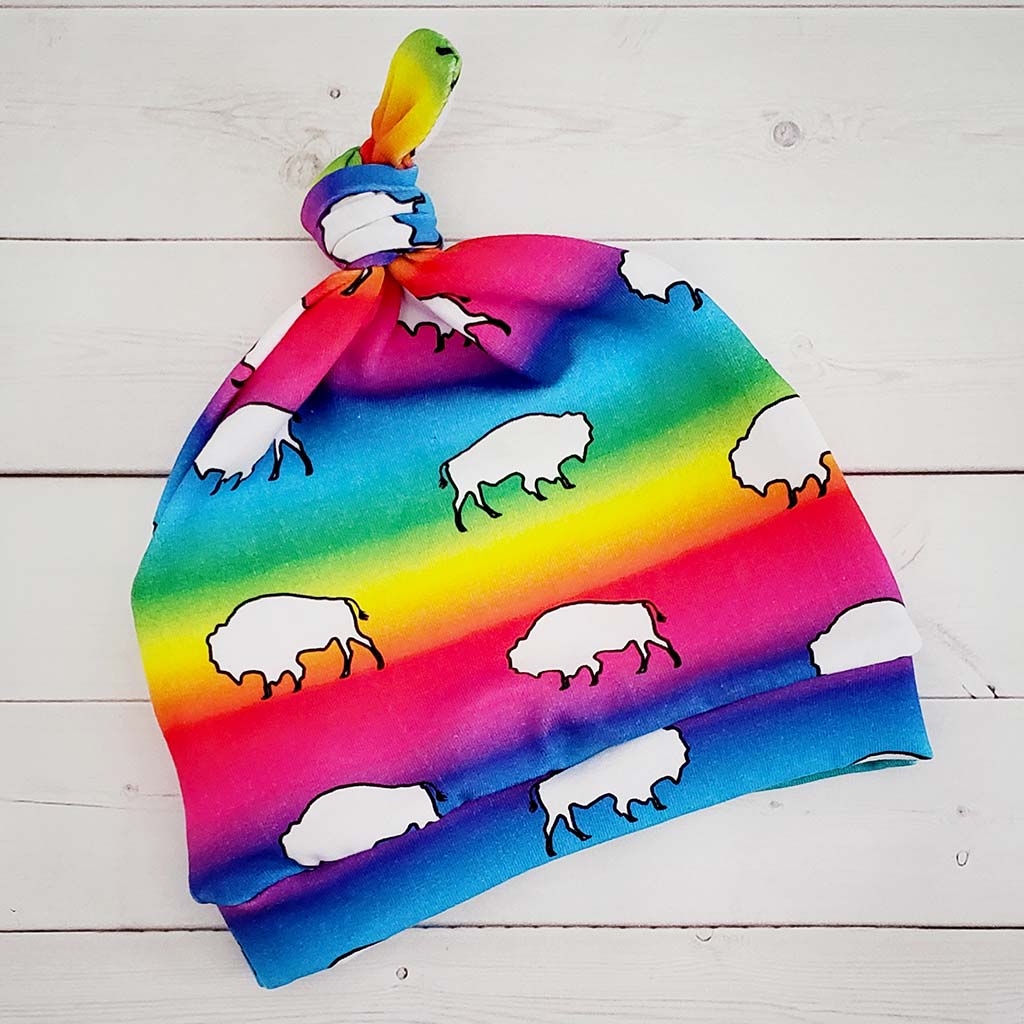 Rainbow Buffalo Knot Hat