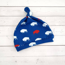 Load image into Gallery viewer, Red and Blue Buffalo Knot Hat
