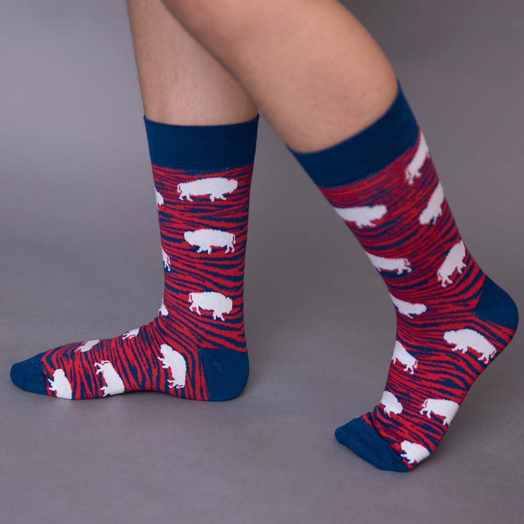 Red and Blue Zebra Buffalo Socks